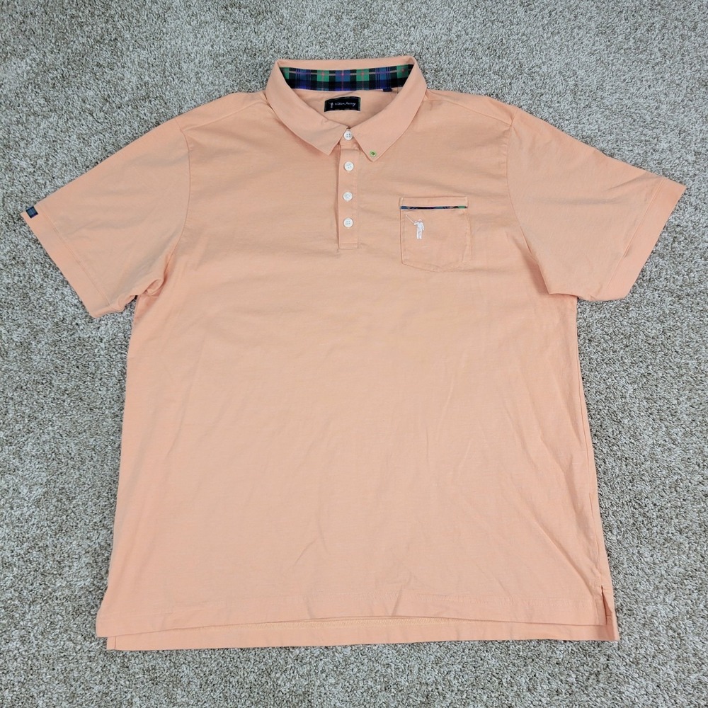 William Murray Mens XL Solid Peach Performance Stretch Golf Polo Short Sleeve - Picture 2 of 7